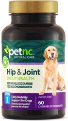 PetNC Natural Care Hip & Joint Daily Health Level 1 Chewable Tablet Dog Supplement, 60 count