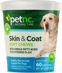PetNC Natural Care Skin & Coat Soft Chews Dog Supplement, 60 count