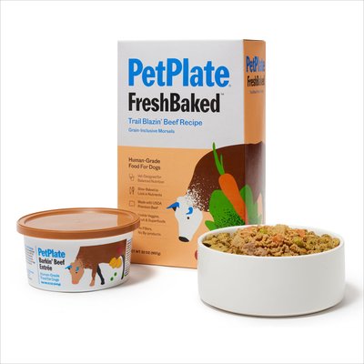 PetPlate PetPlate Human Grade Beef Starter Pack Fresh Wet & Air-Dried Baked Dry Dog Food, 12-oz cup, case of 4