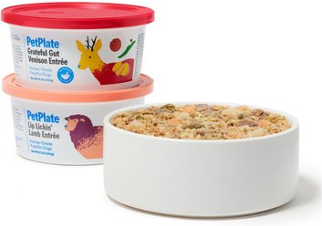 PetPlate Human Grade Novel Protein Venison & Lamb Fresh Dog Food, 12-oz cup, case of 12