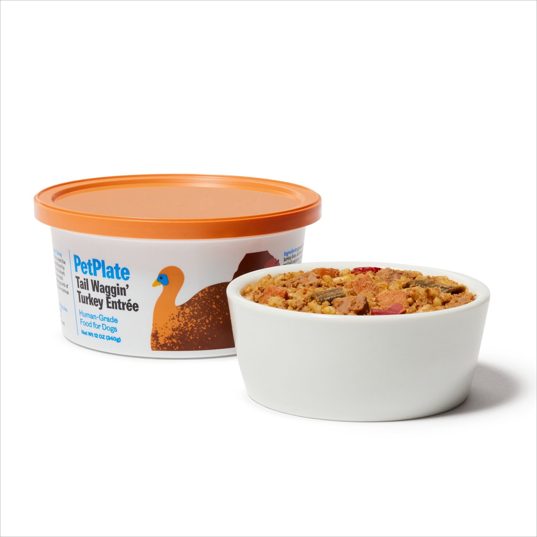 PetPlate Human Grade Tail Waggin' Turkey Entree Fresh Dog Food, 12-oz cup, case of 24