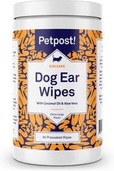 Petpost Coconut Oil & Aloe Vera Dog Ear Wipes, 60 count