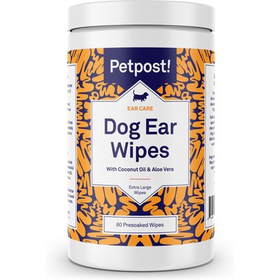 Petpost Petpost Coconut Oil & Aloe Vera Dog Ear Wipes, 60 count