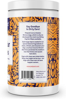 Show full view: Petpost Coconut Oil & Aloe Vera Dog Ear Wipes, 60 count slide 9 of 9