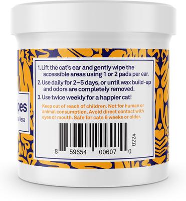 Show full view: Petpost Ear Wipes with Coconut Oil & Aloe Vera for Cats, 100 count slide 9 of 11