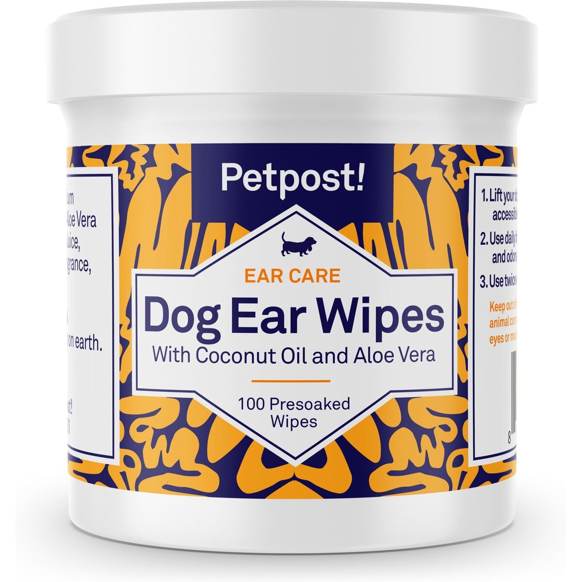 Petpost Ear Wipes with Coconut Oil & Aloe Vera for Dogs, 100 count