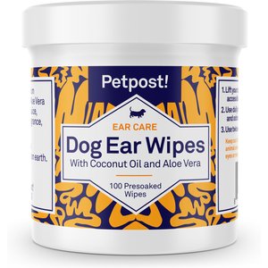 Petpost Ear Wipes with Coconut Oil & Aloe Vera for Dogs, 100 count