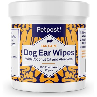 Petpost Petpost Ear Wipes with Coconut Oil & Aloe Vera for Dogs, 100 count