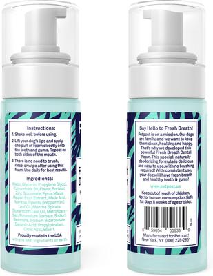 Show full view: Petpost Fresh Breath Mint & Apple Flavor Dog Dental Foam, 5-oz bottle slide 3 of 7