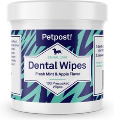 Petpost Mint & Apple Flavor Dog Dental Wipes, 100 count