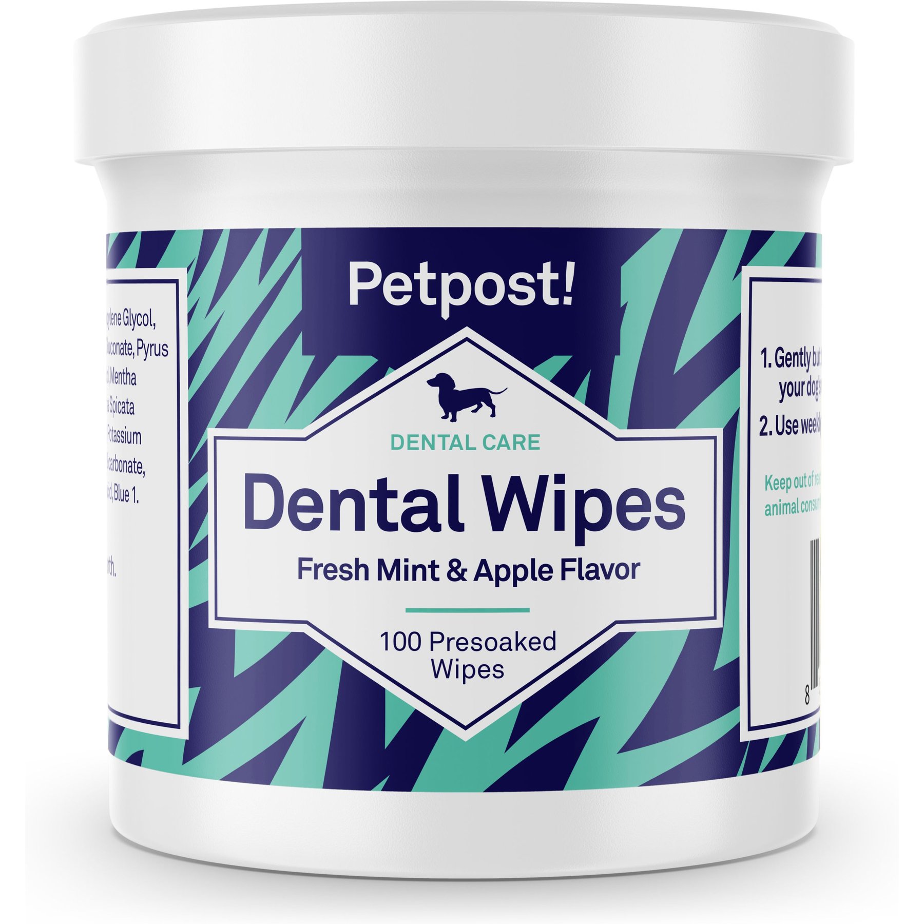 Petpost Mint & Apple Flavor Dog Dental Wipes, 100 count