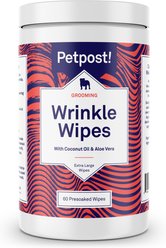 Petpost Wrinkle Wipes with Coconut Oil & Aloe Vera Dog Grooming Wipes, 60 count