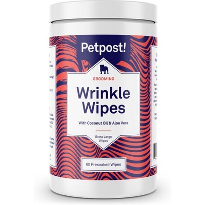 Petpost Petpost Wrinkle Wipes with Coconut Oil & Aloe Vera Dog Grooming Wipes, 60 count