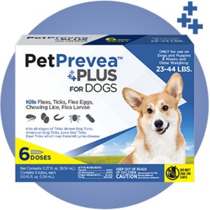 PetPrevea Plus Spot Treatment for Dogs, 23-44-lbs, 6 Doses (6-mos. supply)