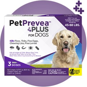 PetPrevea Plus Spot Treatment for Dogs, 45-88-lbs, 3 Doses (3-mos. supply)