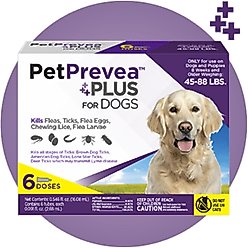 PetPrevea Plus Spot Treatment for Dogs, 45-88-lbs, 6 Doses (6-mos. supply)