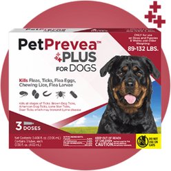PetPrevea Plus Spot Treatment for Dogs, 89-132-lbs, 3 Doses (3-mos. supply)