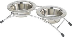 PetRageous Designs Aruba 3 Piece Stainless-Steel Elevated Dog & Cat Bowl, Metallic, 2-cup
