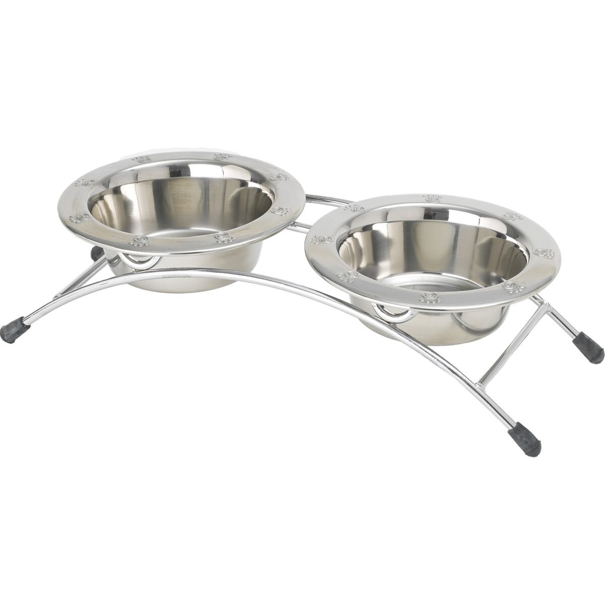 PetRageous Designs Aruba 3 Piece Stainless-Steel Elevated Dog & Cat Bowl, Metallic, 2-cup