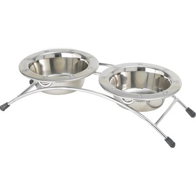 PetRageous Designs PetRageous Designs Aruba 3 Piece Stainless-Steel Elevated Dog & Cat Bowl, Metallic, 2-cup