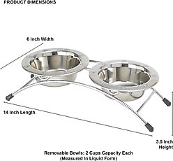 PetRageous Designs Aruba 3 Piece Stainless-Steel Elevated Dog & Cat Bowl, Metallic, 2-cup slide 2 of 2