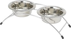 PetRageous Designs Aruba 3 Piece Stainless-Steel Elevated Dog & Cat Bowl, Metallic, 4-cup