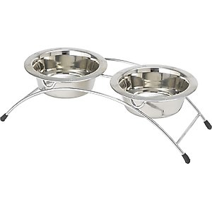 PetRageous Designs Aruba 3 Piece Stainless-Steel Elevated Dog & Cat Bowl, Metallic, 4-cup