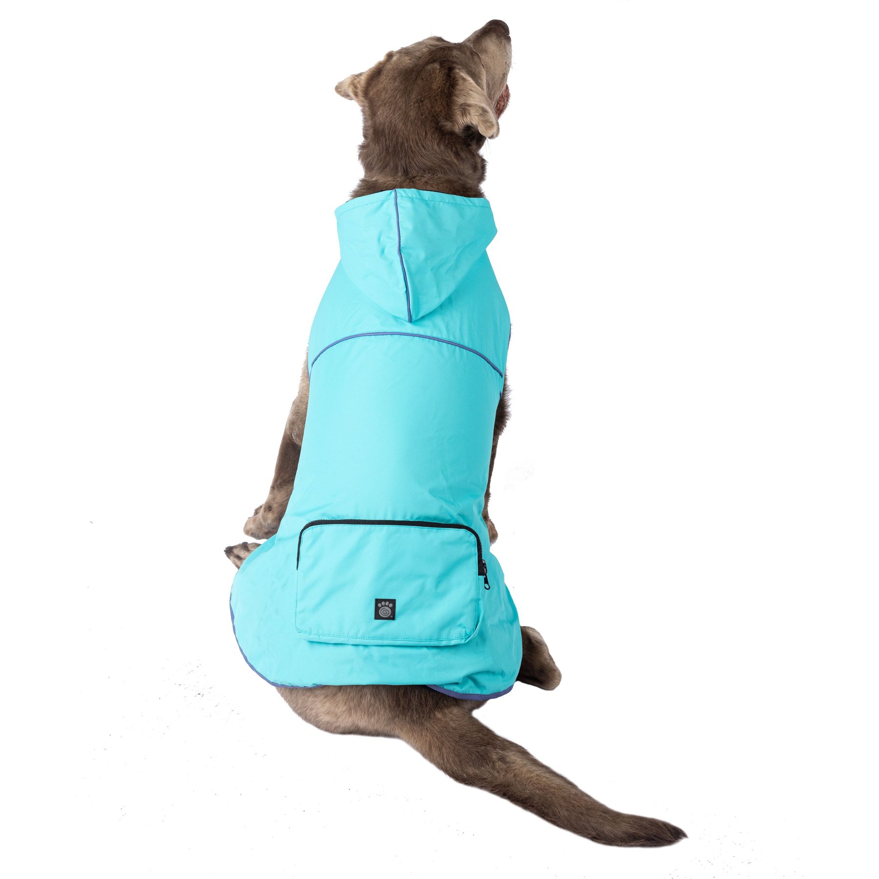PetRageous Designs Banff Packable Waterproof Dog Raincoat, Aqua, X-Large