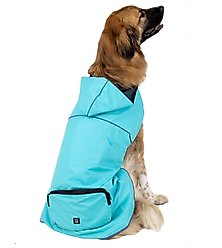PetRageous Designs Banff Packable Waterproof Dog Raincoat, Aqua, XX-Large