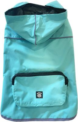 Show full view: PetRageous Designs Banff Packable Waterproof Dog Raincoat, Aqua, XX-Large slide 2 of 8