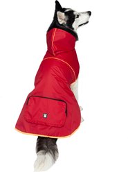 PetRageous Designs Banff Packable Waterproof Dog Raincoat, Red, Large