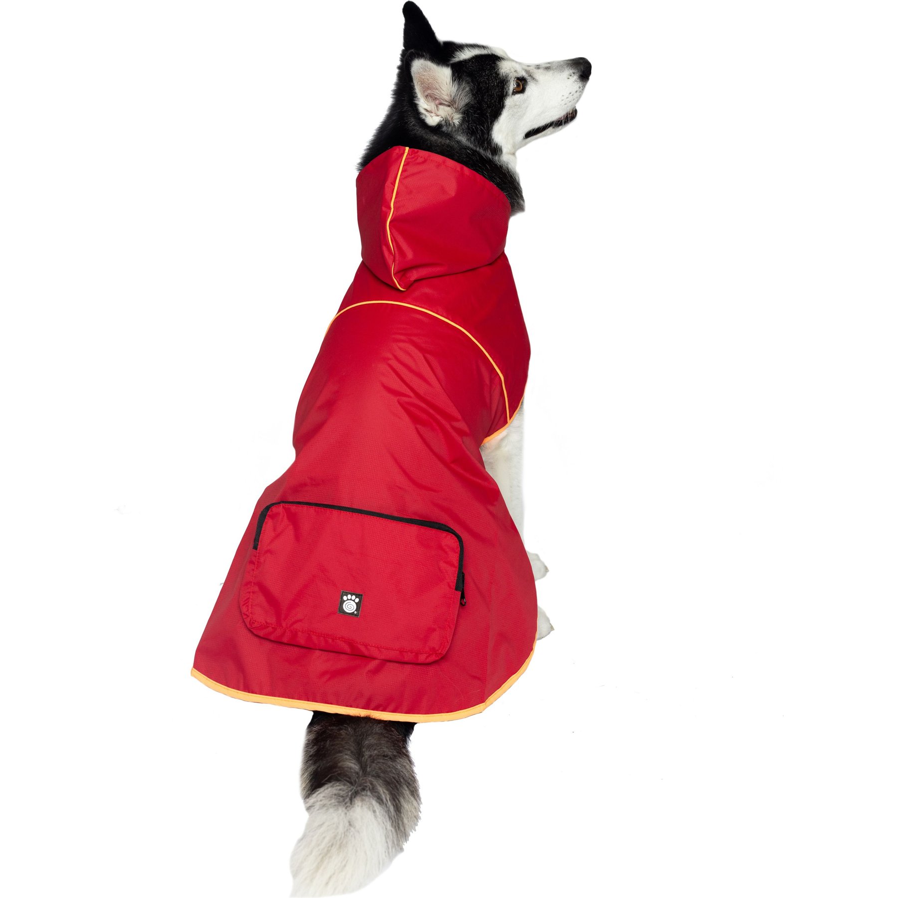PetRageous Designs Banff Packable Waterproof Dog Raincoat, Red, Large