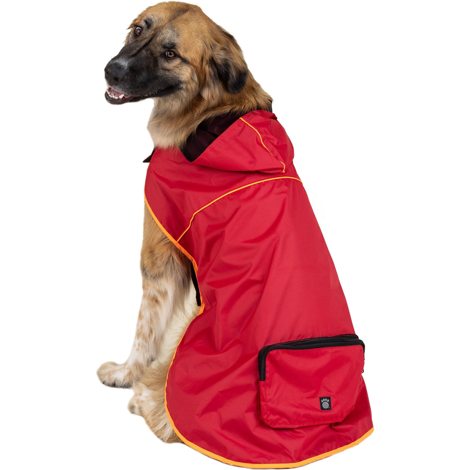 PetRageous Designs Banff Packable Waterproof Dog Raincoat, Red, XX-Large