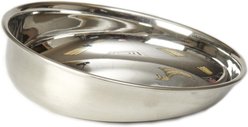 PetRageous Designs Bermuda Stainless-Steel Shallow with Embossed Paw Slanted Dog & Cat Bowl, Metallic, Medium: 1.6-cup