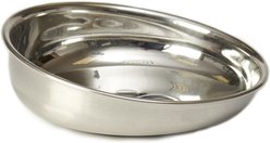 PetRageous Designs Bermuda Stainless-Steel Shallow with Embossed Paw Slanted Dog & Cat Bowl, Metallic, Small: 1-cup