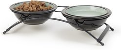 PetRageous Designs Buddy's Best Double Diner Elevated Dog & Cat Bowls, Sage, 2-cup