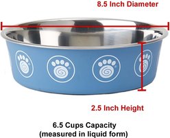 PetRageous Designs Capri Stainless-Steel Dog Bowl, Blue, 6.75-cup slide 2 of 2