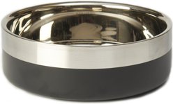 PetRageous Designs Catalina Stainless-Steel Double Walled Dog Bowl, Metallic & Black, Medium: 3.8-cup