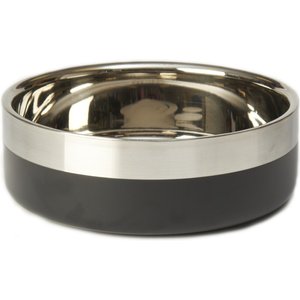 PetRageous Designs Catalina Stainless-Steel Double Walled Dog Bowl, Metallic & Black, Medium: 3.8-cup
