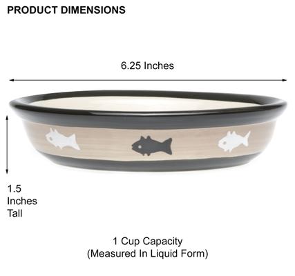 Show full view: PetRageous Designs City Pets Oval Fish Ceramic Cat Dish, 1-cup slide 2 of 6