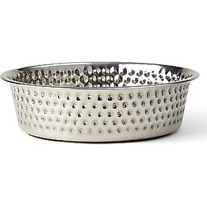 PetRageous Designs Crete Hammered Stainless Steel Dog & Cat Bowl, Metallic, 7.68-inches