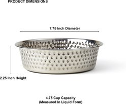 PetRageous Designs Crete Hammered Stainless Steel Dog & Cat Bowl, Metallic, 7.68-inches slide 2 of 5