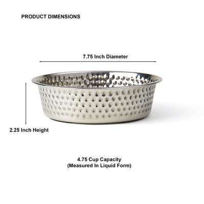 Show full view: PetRageous Designs Crete Hammered Stainless Steel Dog & Cat Bowl, Metallic, 7.68-inches slide 2 of 6