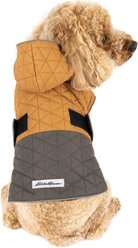 PetRageous Designs Eddie Bauer Pet Richaland Two-Tone Quilted Dog Puffer Jacket, Brown, Large