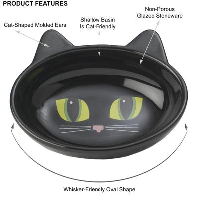 Show full view: PetRageous Designs Frisky Kitty Oval Cat Dish, Black slide 4 of 8