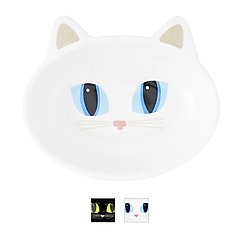 PetRageous Designs Frisky Kitty Oval Cat Dish, White, 0.66-cup