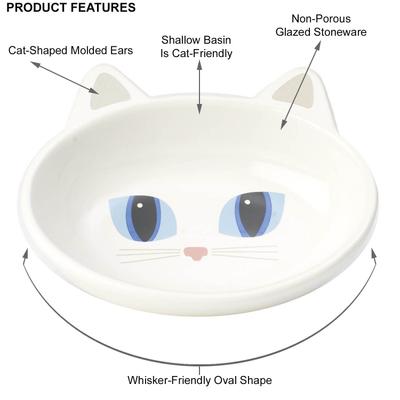 Show full view: PetRageous Designs Frisky Kitty Oval Cat Dish, White, 0.66-cup slide 4 of 8