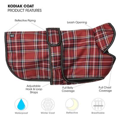 Show full view: PetRageous Designs Kodiak Insulated Dog Coat, Red Plaid, Medium slide 6 of 10