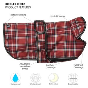 PetRageous Designs Kodiak Insulated Dog Coat, Red Plaid, Small