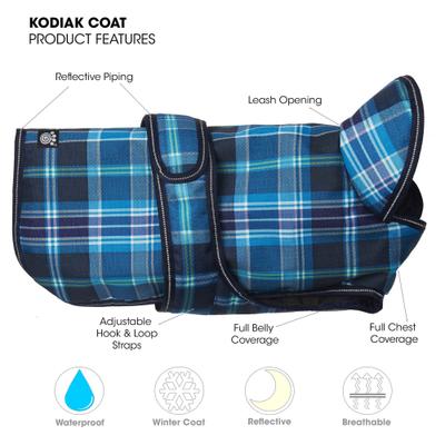 Show full view: PetRageous Designs Kodiak Insulated Dog Coat, Teal Plaid, Large slide 7 of 11